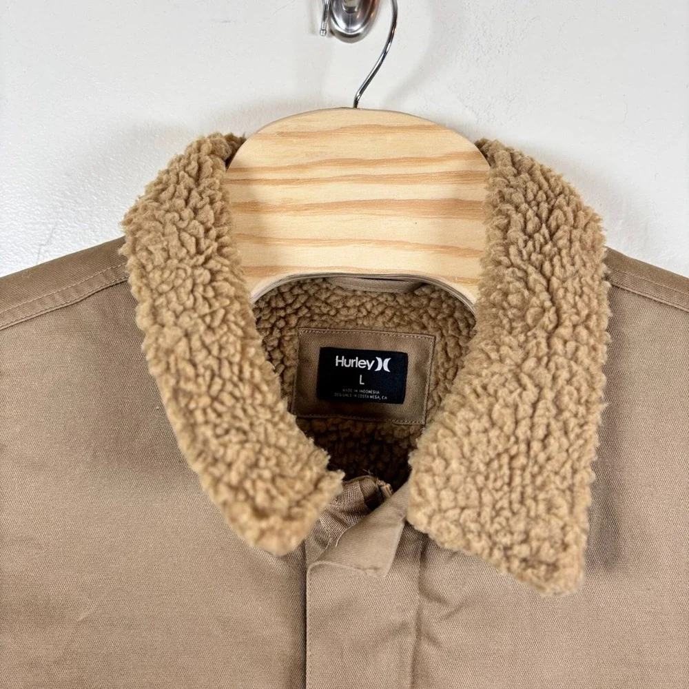 Hurley Military Sherpa Jacket Men's Large Beechtree Canvas Chore Barn Coat